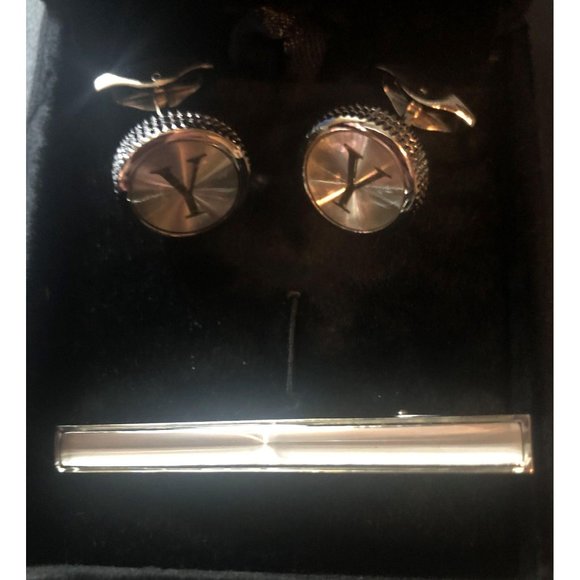 FIBO Steel Personalized "Y" Cufflinks and Tie Clip - Picture 3 of 3